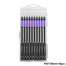 Load image into Gallery viewer, 10/20pcs Anti-Slip Cross Screwdriver PH2 Magnetic Batch Head PH2 Magnetic Batch Head Impact Screw Driver Bit 25/50/65/70/90/150mm
