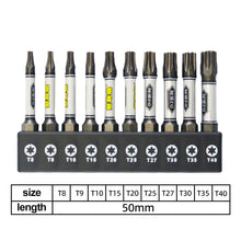 Load image into Gallery viewer, 10pcs/set 1/4 Screwdriver Bit Set Impact Drill Batch Head Hexagonal Cross Head Magnetic Tamper Proof Screwdriver Bits

