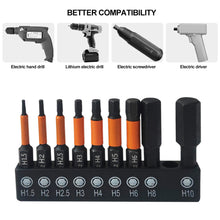 Load image into Gallery viewer, 9pcs/set 1/4 Hex Head Allen Wrench Screwdriver Socket Bits Set Quick Change Magnetic Batch Head Impact Drill Screwdriver Bit H1.5-H10

