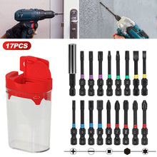 Load image into Gallery viewer, 17pcs Magnetic Batch Head Strong Impact Electric Screwdriver Bits with Extension Rod Magnetizer Case 5 Types Head Bit Anti-slip Bits
