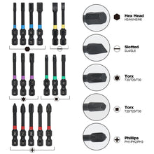 Load image into Gallery viewer, 17pcs Magnetic Batch Head Strong Impact Electric Screwdriver Bits with Extension Rod Magnetizer Case 5 Types Head Bit Anti-slip Bits
