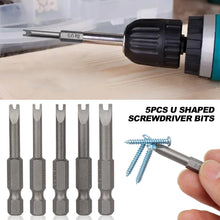Load image into Gallery viewer, 5pcs U Shaped Screwdriver Bits 1/4 Hex Magnetic Batch Head Set 50mm Length for Hand Tools Electric Tools U4 U5 U6 U7 U8
