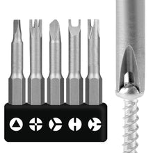 Load image into Gallery viewer, 5pcs U Y Cross FPH Shaped Screwdriver Bits 1/4 Hex Magnetic Batch Head Set 50mm Length for Hand Tools Electric Tools
