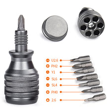 Load image into Gallery viewer, 7 in 1 Mini Aluminum Screwdriver Set 1/4inch Magnetic S2 Alloy Steel Screwdriver Bits for Household Repair Tool
