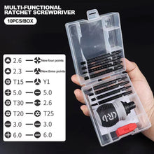 Load image into Gallery viewer, Multi-functional Ratchet Screwdriver Set 10 in 1 Screwdriver Bits Set with Magnetizer Cross Slot Screwdriver Tool for Household Repair

