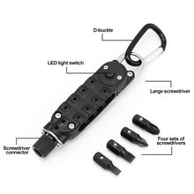 Load image into Gallery viewer, Multifunctional Mini Screwdriver with LED Light Outdoor EDC Wrench Bottle Opener Keychain Portable Repair Tool
