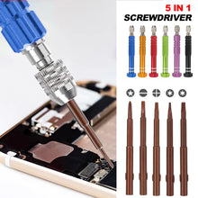 Load image into Gallery viewer, 5 in 1 Aluminum Alloy Screwdriver Set w/o Bearing Disassembly Screwdriver Slotted Cross Bits Phone Laptop Glasses Household Repair Tools
