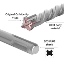 Load image into Gallery viewer, SDS Plus Drill Bit Concrete Cross Tips Bits 4 Cutters Ceramic Wall Brick Drilling Bits Electric Hammer Bits
