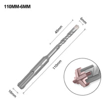 Load image into Gallery viewer, SDS Plus Drill Bit Concrete Cross Tips Bits 4 Cutters Ceramic Wall Brick Drilling Bits Electric Hammer Bits
