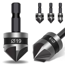 Load image into Gallery viewer, 3pcs Countersink Drill Bits Hex Shank 90 Degree Countersinking Drill Bits for Woodworking Chamfer Cutter Carbon Steel Drill Bit Set
