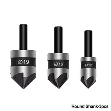 Load image into Gallery viewer, 3pcs Countersink Drill Bits Hex Shank 90 Degree Countersinking Drill Bits for Woodworking Chamfer Cutter Carbon Steel Drill Bit Set
