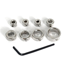 Load image into Gallery viewer, 8pcs Woodworking Drill Depth Stop Bit Collar Set Adjustable Positioner Limit Ring Allen Wrench Tighten Stopper Set Screws Woodworking Tool

