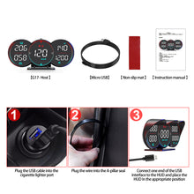 Load image into Gallery viewer, Car DC 12V HUD GPS+Beidou Chip Head Up Display LCD Speedometer Water Oil Temp Alarm Slope Meter Overspeed Diagnotstic
