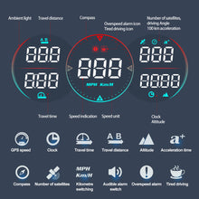 Load image into Gallery viewer, Car DC 12V HUD GPS+Beidou Chip Head Up Display LCD Speedometer Water Oil Temp Alarm Slope Meter Overspeed Diagnotstic
