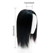 Load image into Gallery viewer, Black Split Long Straight Hair Top Patch for Women's White Hair Breathable Wig Patch Fashion False Hair Piece Wig
