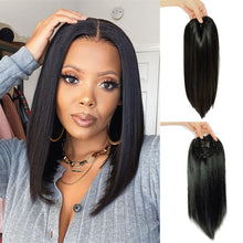 Load image into Gallery viewer, Black Split Long Straight Hair Top Patch for Women's White Hair Breathable Wig Patch Fashion False Hair Piece Wig
