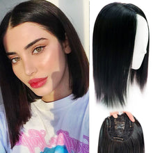 Load image into Gallery viewer, Black Split Long Straight Hair Top Patch for Women's White Hair Breathable Wig Patch Fashion False Hair Piece Wig

