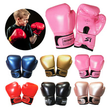 Load image into Gallery viewer, 1Pair Kids Boxing Training Fighting Gloves PU Leather Breathable Muay Thai Sparring Punching Karate Kickboxing Professional Gloves
