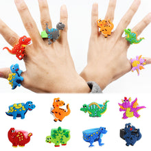 Load image into Gallery viewer, 5PCS Cute Cartoon Dinosaur Kids Rings Kawaii Children Boys PVC Finger Ring Child Jewelry Gifts Festival Gift
