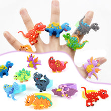 Load image into Gallery viewer, 5PCS Cute Cartoon Dinosaur Kids Rings Kawaii Children Boys PVC Finger Ring Child Jewelry Gifts Festival Gift
