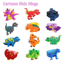 Load image into Gallery viewer, 5PCS Cute Cartoon Dinosaur Kids Rings Kawaii Children Boys PVC Finger Ring Child Jewelry Gifts Festival Gift
