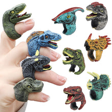 Load image into Gallery viewer, 6Pcs Simulated Dinosaur Wildlife Rings Parent Child Interaction Toy Finger Puppet Animal Rings Children's Day Gift
