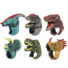 Load image into Gallery viewer, 6Pcs Simulated Dinosaur Wildlife Rings Parent Child Interaction Toy Finger Puppet Animal Rings Children's Day Gift
