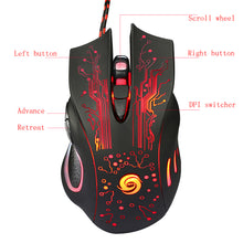 Load image into Gallery viewer, Professional USB Wired Gaming Mouse With Colorful LED Computer Office Mouse DPI 800-2400 Adjustable
