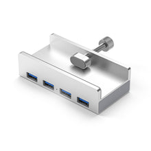 Load image into Gallery viewer, 4-Port Aluminum Alloy Clip USB3.0 Deconcentrator With Power HUB Type-C Reader Docking Station With Adjustable Fixing Clip
