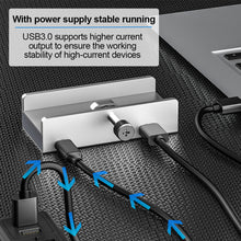 Load image into Gallery viewer, 4-Port Aluminum Alloy Clip USB3.0 Deconcentrator With Power HUB Type-C Reader Docking Station With Adjustable Fixing Clip

