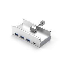 Load image into Gallery viewer, 4-Port Aluminum Alloy Clip USB3.0 Deconcentrator With Power HUB Type-C Reader Docking Station With Adjustable Fixing Clip

