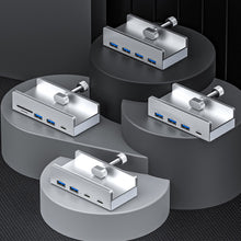 Load image into Gallery viewer, 4-Port Aluminum Alloy Clip USB3.0 Deconcentrator With Power HUB Type-C Reader Docking Station With Adjustable Fixing Clip
