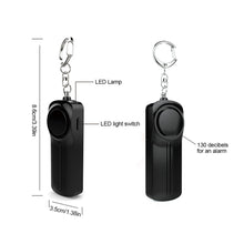 Load image into Gallery viewer, Portable ABS Personal Safety Alarm Latch With LED Female Pull Ring Anti-Pervert 130dB High-Pitched Alarm Keychain
