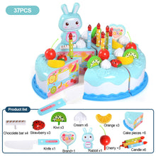 Load image into Gallery viewer, 37Pcs Kids Toy Simulation DIY Birthday Cake Model Kitchen Pretend Play Cutting Fruit Food Toy for Toddler Children Gift
