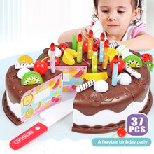 Load image into Gallery viewer, 37Pcs Kids Toy Simulation DIY Birthday Cake Model Kitchen Pretend Play Cutting Fruit Food Toy for Toddler Children Gift
