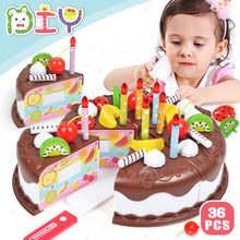 Load image into Gallery viewer, 37Pcs Kids Toy Simulation DIY Birthday Cake Model Kitchen Pretend Play Cutting Fruit Food Toy for Toddler Children Gift
