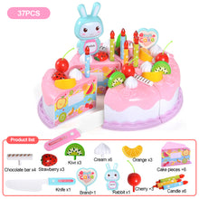 Load image into Gallery viewer, 37Pcs Kids Toy Simulation DIY Birthday Cake Model Kitchen Pretend Play Cutting Fruit Food Toy for Toddler Children Gift
