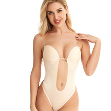 Load image into Gallery viewer, Invisible Shaper Bra Sexy Bodysuit One-Piece Deep V-Neck Shapewear Women's Seamless Thong Waist Trainer Backless U Plunge Padded Push Up Corset
