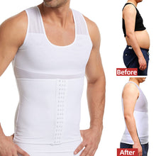 Load image into Gallery viewer, Men Invisible Body Shaper Compression Vest Hooks Sleeveless Undershirt Tummy Slimming Shapewear Gynecomastia Shapers Waist Trainer Gauze Corset
