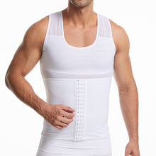Load image into Gallery viewer, Men Invisible Body Shaper Compression Vest Hooks Sleeveless Undershirt Tummy Slimming Shapewear Gynecomastia Shapers Waist Trainer Gauze Corset
