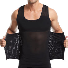 Load image into Gallery viewer, Men Invisible Body Shaper Compression Vest Hooks Sleeveless Undershirt Tummy Slimming Shapewear Gynecomastia Shapers Waist Trainer Gauze Corset
