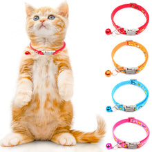 Load image into Gallery viewer, Adjustable Cat Collar Cat Fish Mouse Prints Bell Collar Kitten Necklace Pet Collars for Small Dog Necklace
