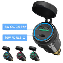 Load image into Gallery viewer, Aluminium USB QC 3.0 Quick Charger PD Dual Adapter Charger Waterproof Socket Motorcycles for DIN Socket/BMW
