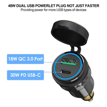 Load image into Gallery viewer, Aluminium USB QC 3.0 Quick Charger PD Dual Adapter Charger Waterproof Socket Motorcycles for DIN Socket/BMW
