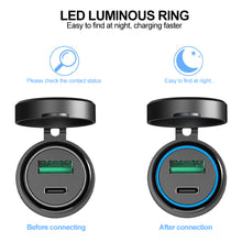 Load image into Gallery viewer, Aluminium USB QC 3.0 Quick Charger PD Dual Adapter Charger Waterproof Socket Motorcycles for DIN Socket/BMW
