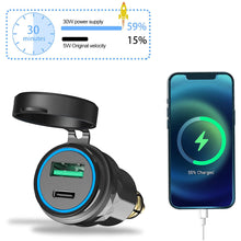 Load image into Gallery viewer, Aluminium USB QC 3.0 Quick Charger PD Dual Adapter Charger Waterproof Socket Motorcycles for DIN Socket/BMW
