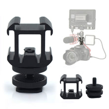 Load image into Gallery viewer, 1PC Camera Three-Head Hot Boot Seat 1/4 Screw Fill Light Microphone Monitor Multi-Function One Drag Three Bases
