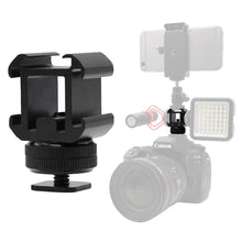 Load image into Gallery viewer, 1PC Camera Three-Head Hot Boot Seat 1/4 Screw Fill Light Microphone Monitor Multi-Function One Drag Three Bases

