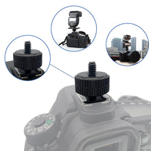 Load image into Gallery viewer, 1PC Camera Three-Head Hot Boot Seat 1/4 Screw Fill Light Microphone Monitor Multi-Function One Drag Three Bases
