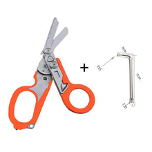 Load image into Gallery viewer, 1PC Multi-Functional Tactical Foldable Medical Scissors Ruler Cutting Hook Window Breaker Wrench Mini Portable First Aid Gadget Outdoor Survival Kit
